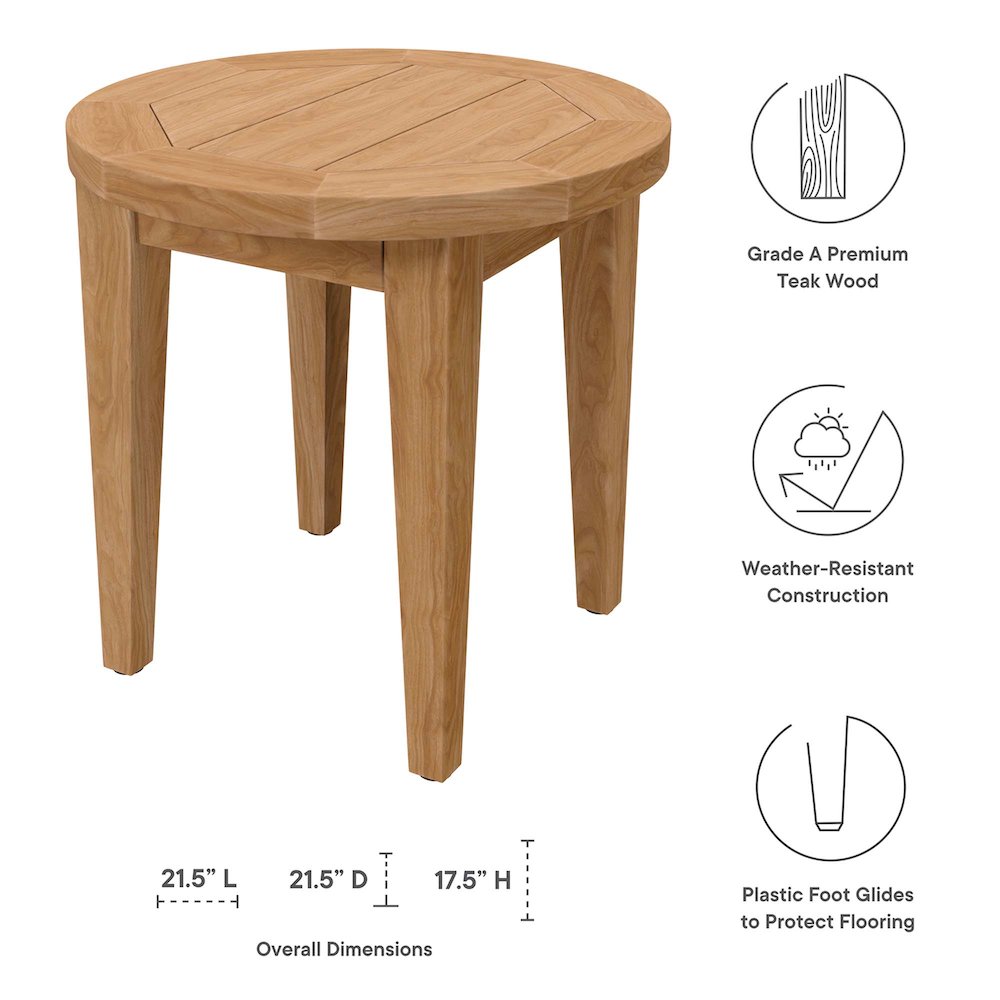 Brisbane Teak Wood Outdoor Patio Side Table. Picture 2