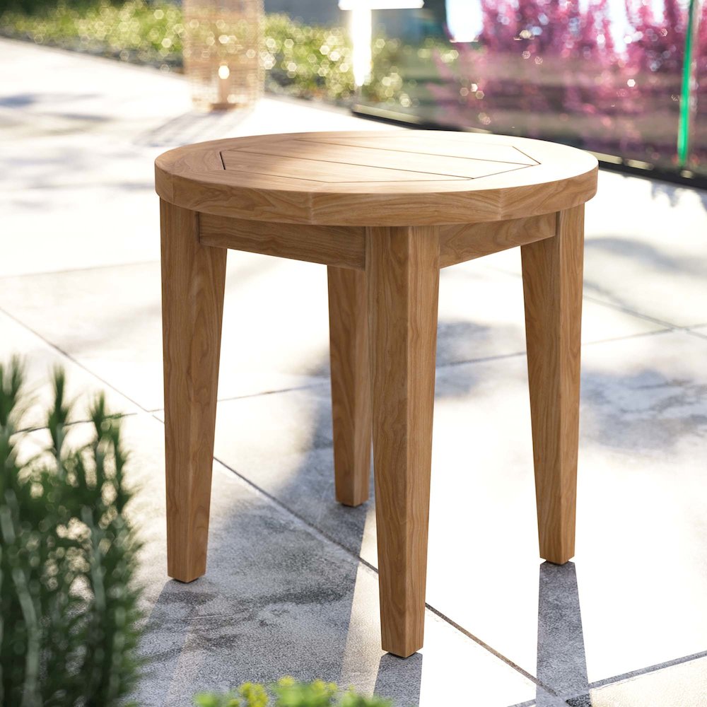 Brisbane Teak Wood Outdoor Patio Side Table. Picture 7