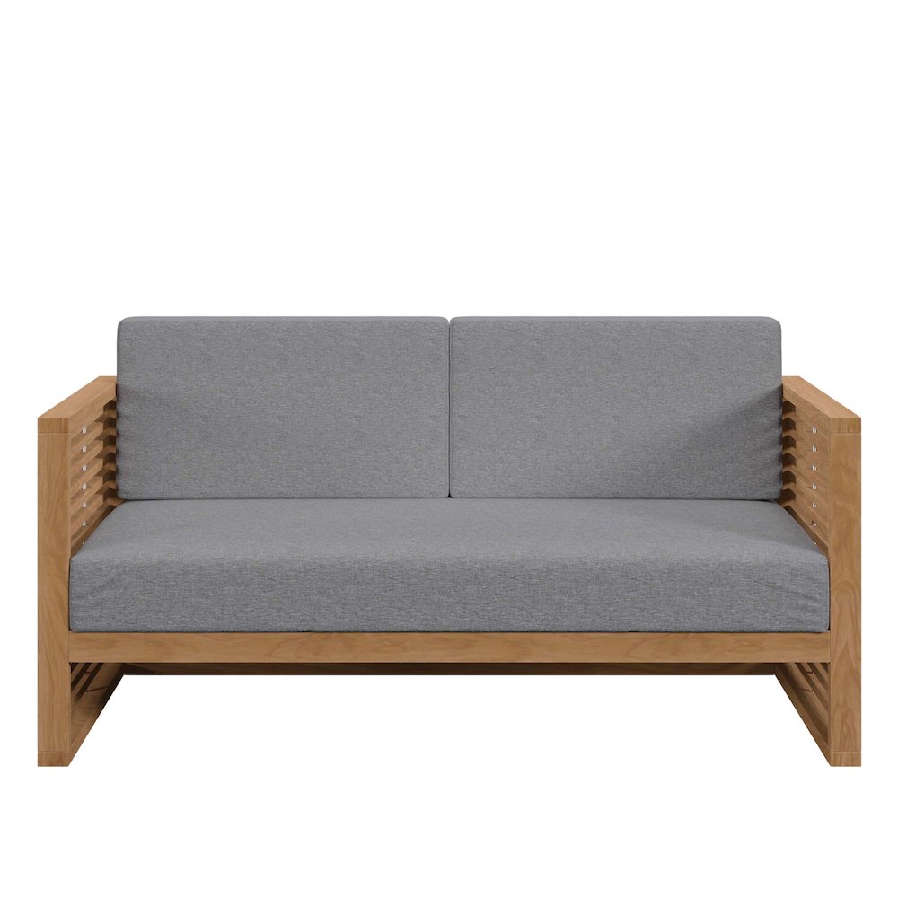 Carlsbad Teak Wood Outdoor Patio Loveseat. Picture 5