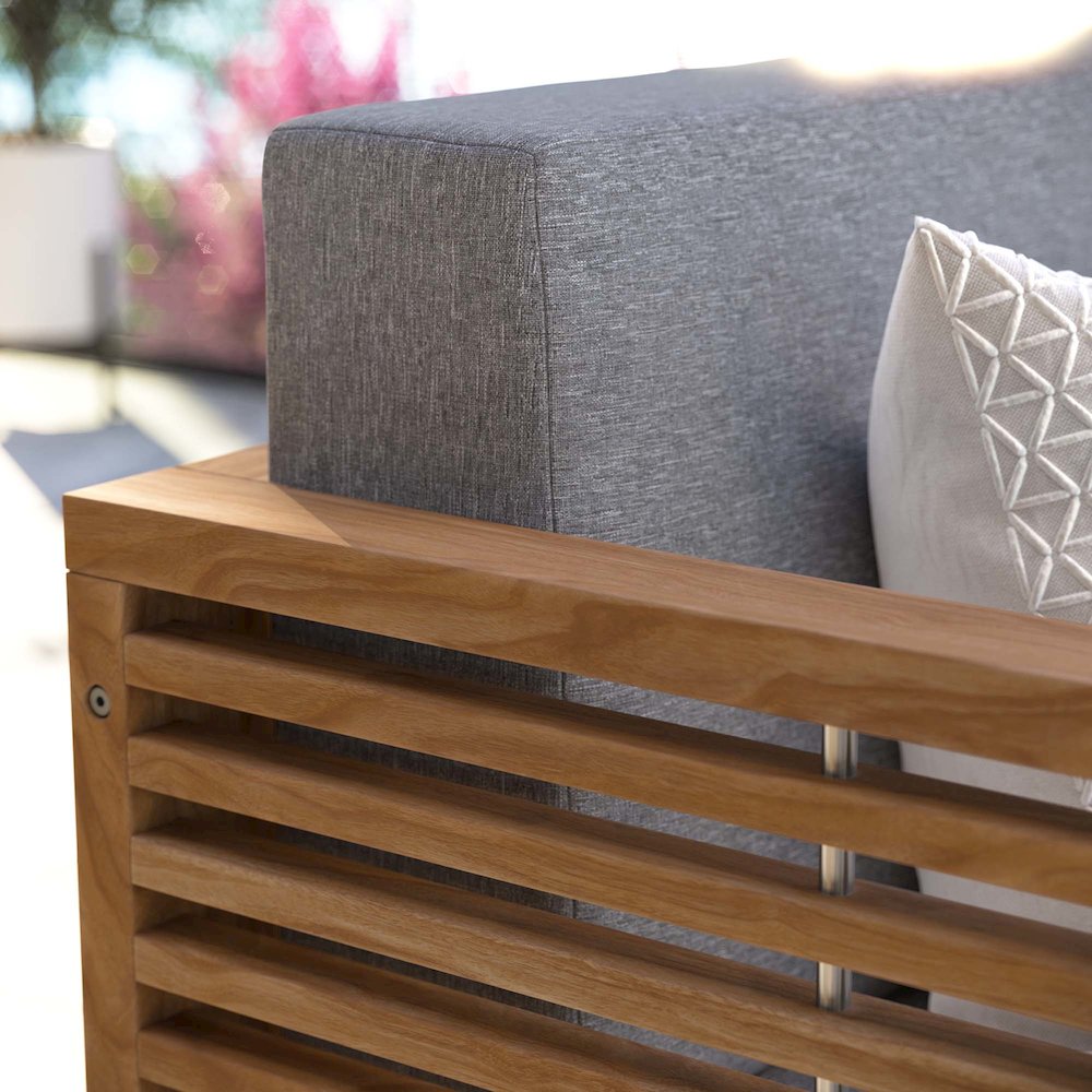 Carlsbad Teak Wood Outdoor Patio Loveseat. Picture 8