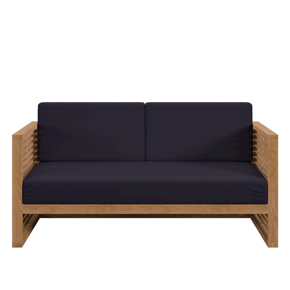 Carlsbad Teak Wood Outdoor Patio Loveseat. Picture 5