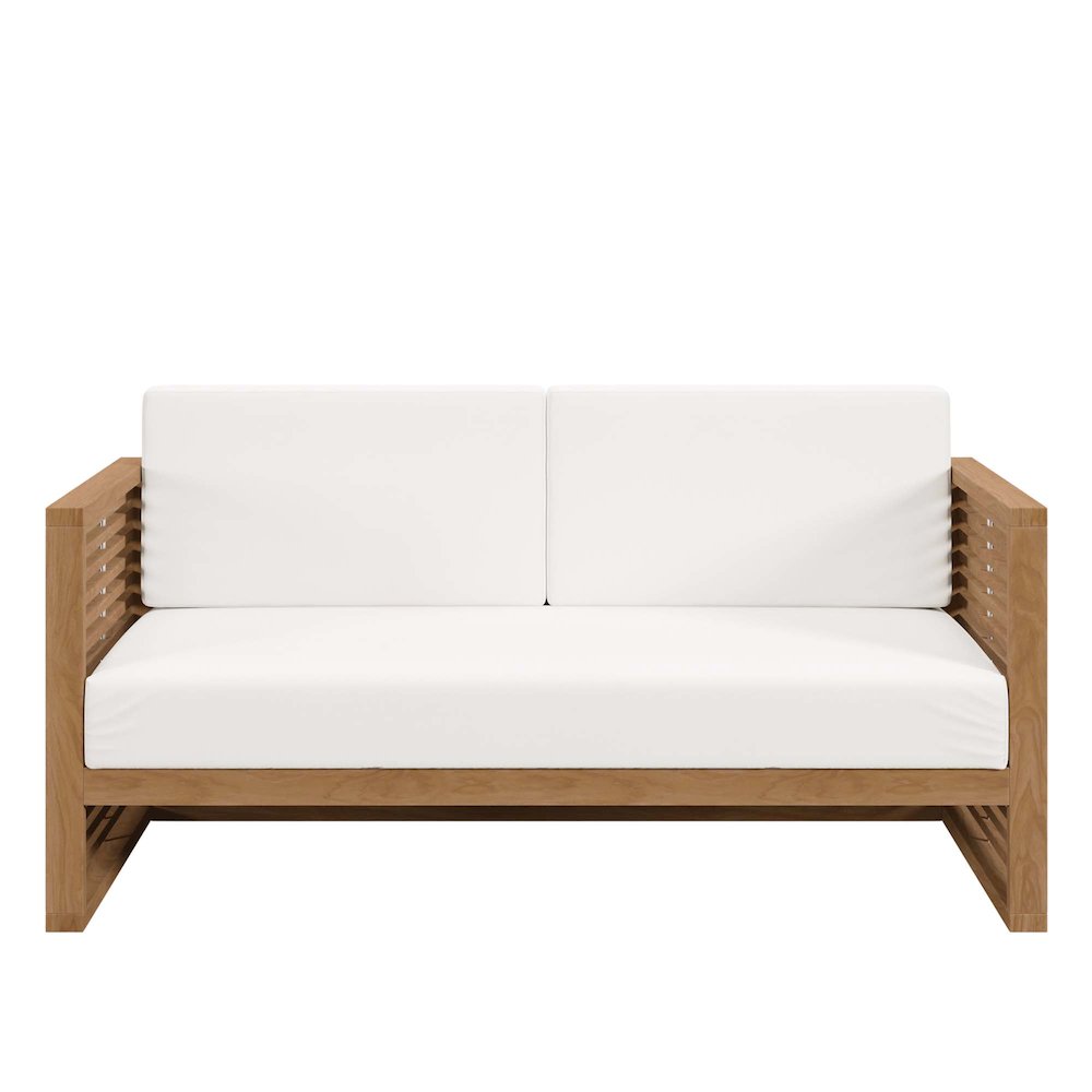 Carlsbad Teak Wood Outdoor Patio Loveseat. Picture 5