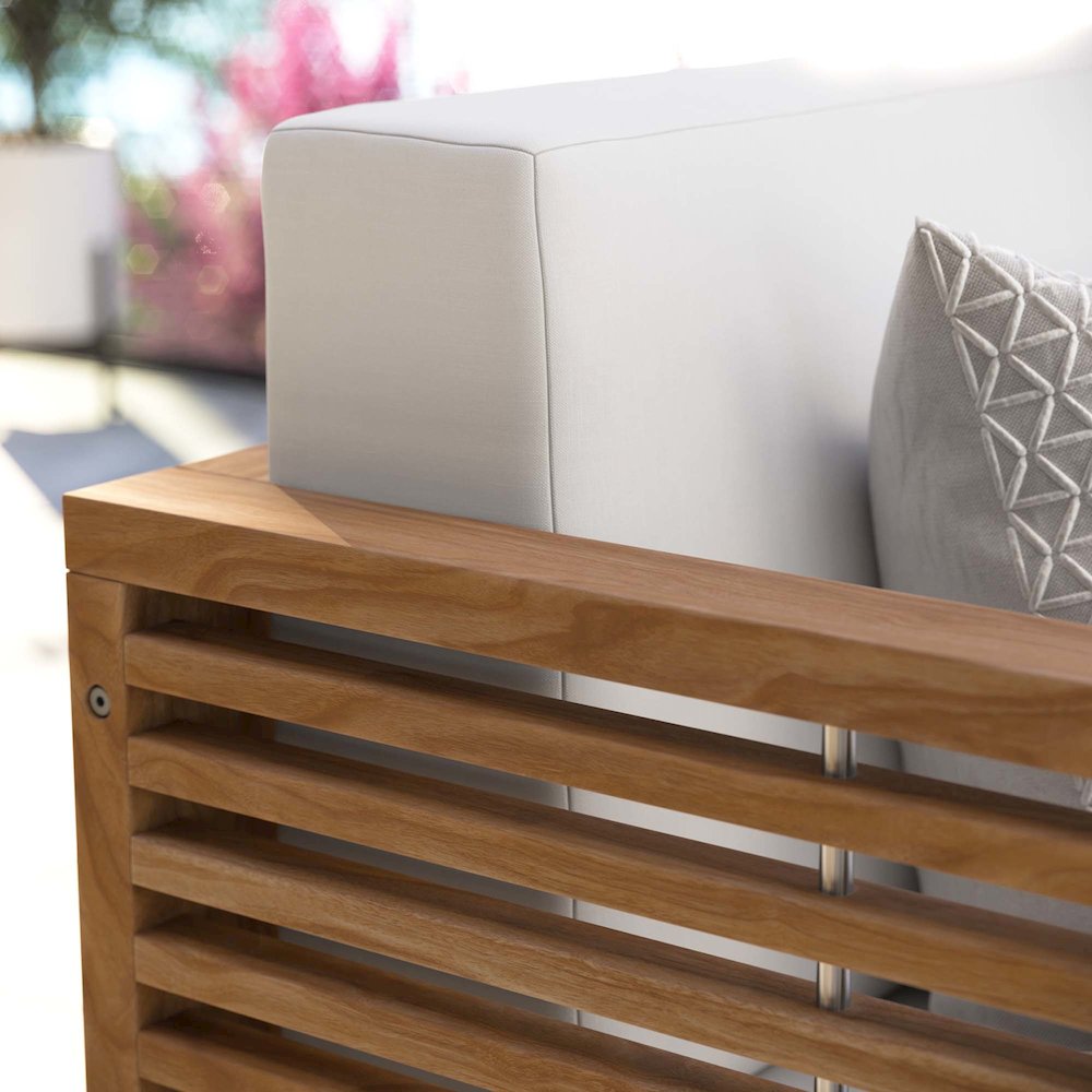 Carlsbad Teak Wood Outdoor Patio Loveseat. Picture 8