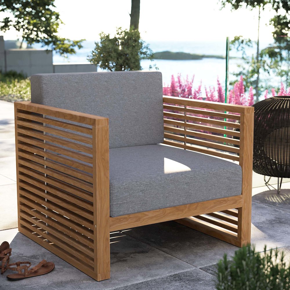 Carlsbad Teak Wood Outdoor Patio Armchair. Picture 7