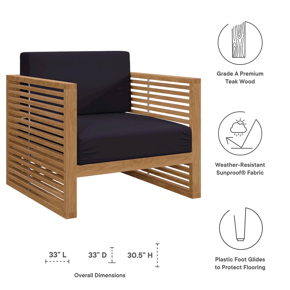 Carlsbad Teak Wood Outdoor Patio Armchair. Picture 2