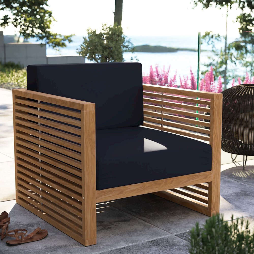 Carlsbad Teak Wood Outdoor Patio Armchair. Picture 7