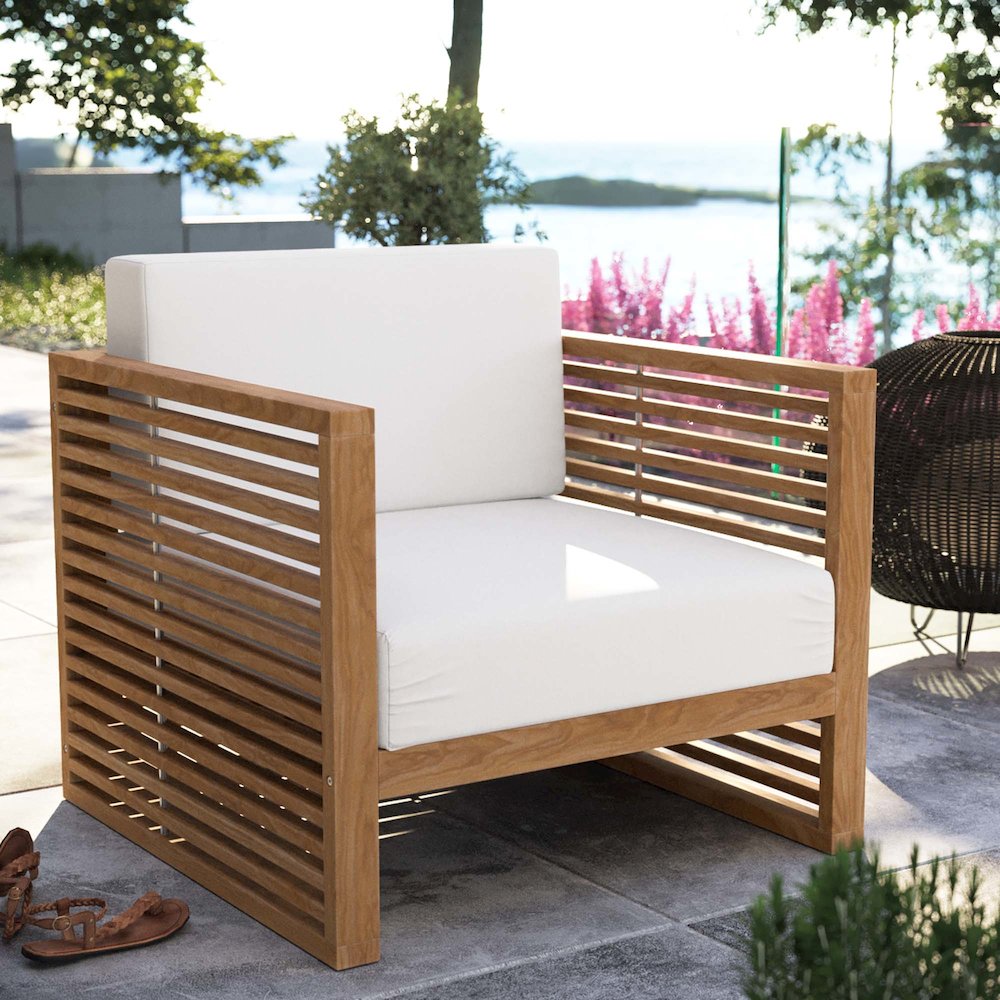 Carlsbad Teak Wood Outdoor Patio Armchair. Picture 7