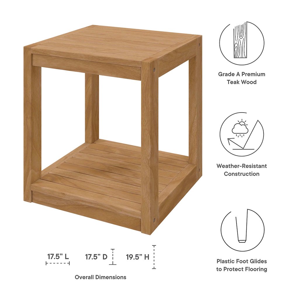 Carlsbad Teak Wood Outdoor Patio Side Table. Picture 2