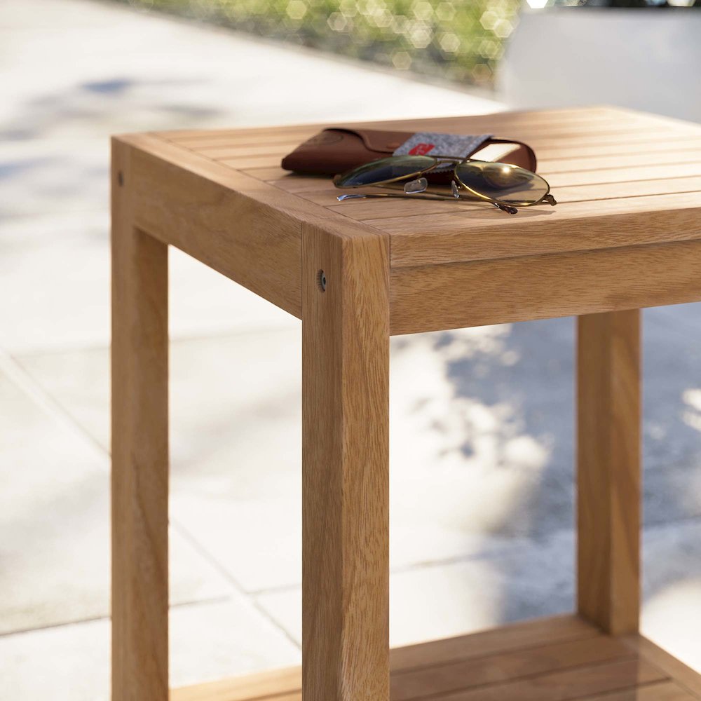 Carlsbad Teak Wood Outdoor Patio Side Table. Picture 8