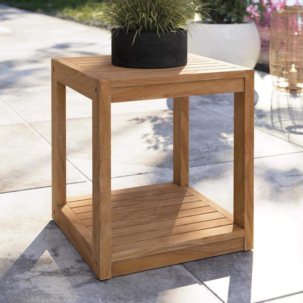 Carlsbad Teak Wood Outdoor Patio Side Table. Picture 7