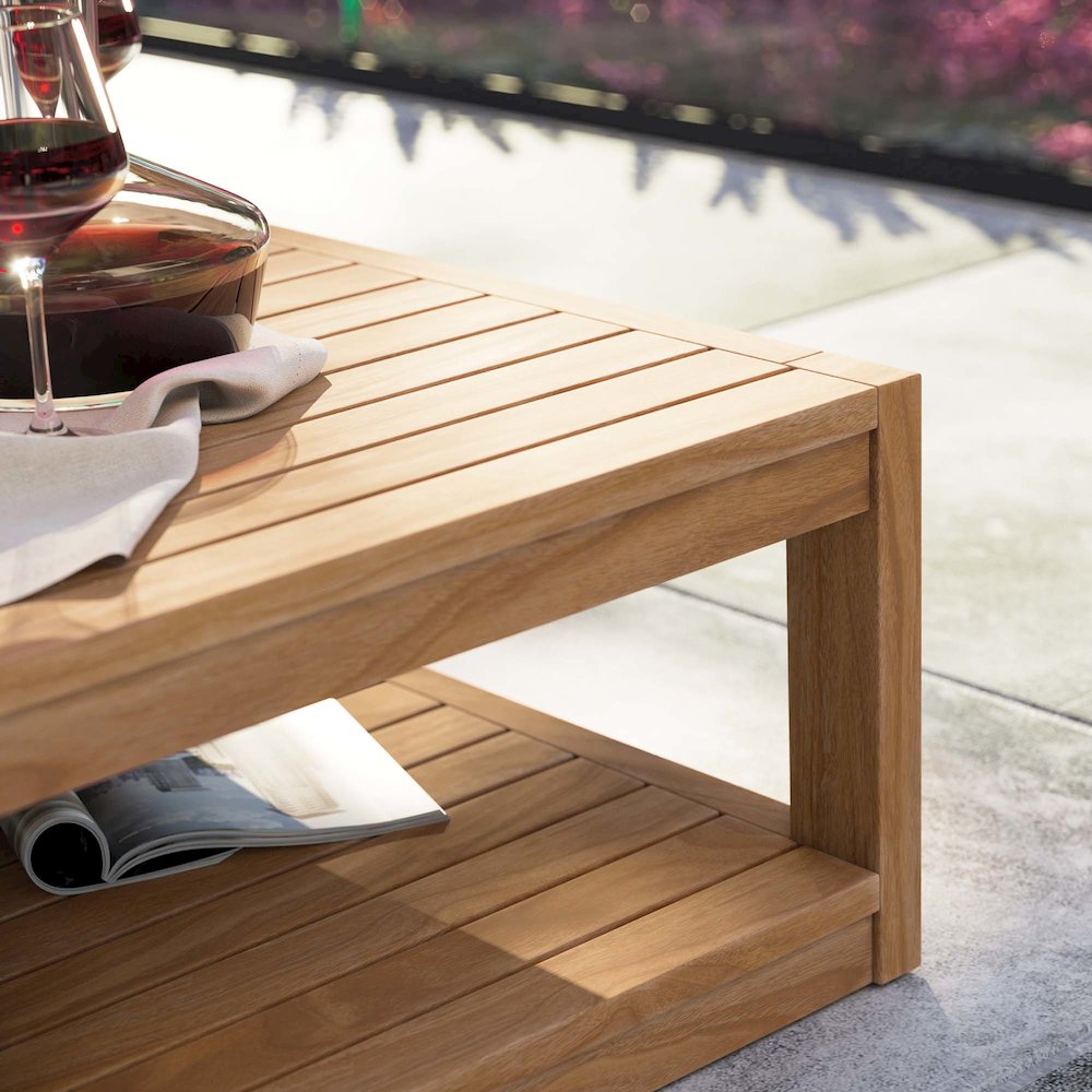 Carlsbad Teak Wood Outdoor Patio Coffee Table. Picture 8