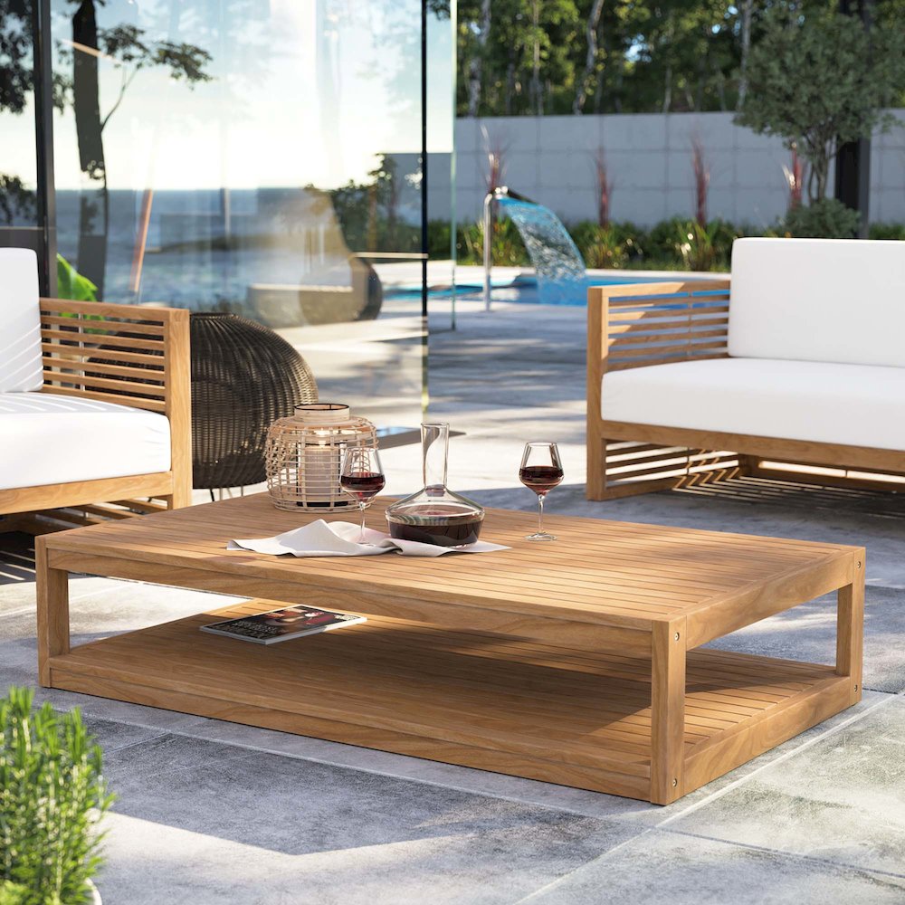 Carlsbad Teak Wood Outdoor Patio Coffee Table. Picture 7