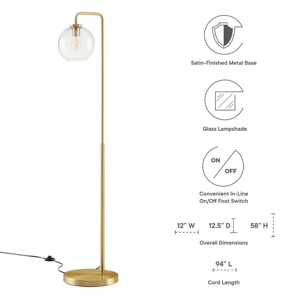 Silo Glass Globe Glass and Metal Floor Lamp. Picture 2