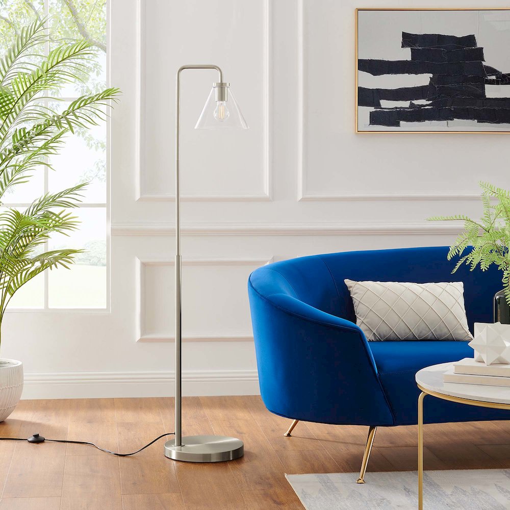 Element Transparent Glass Glass and Metal Floor Lamp. Picture 8
