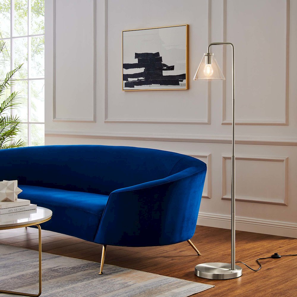 Element Transparent Glass Glass and Metal Floor Lamp. Picture 9