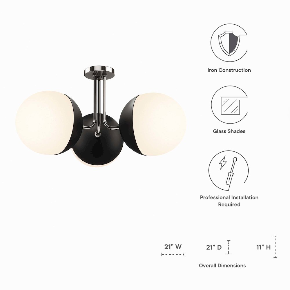 Stellar 3-Light Semi-Flush Ceiling Light. Picture 2