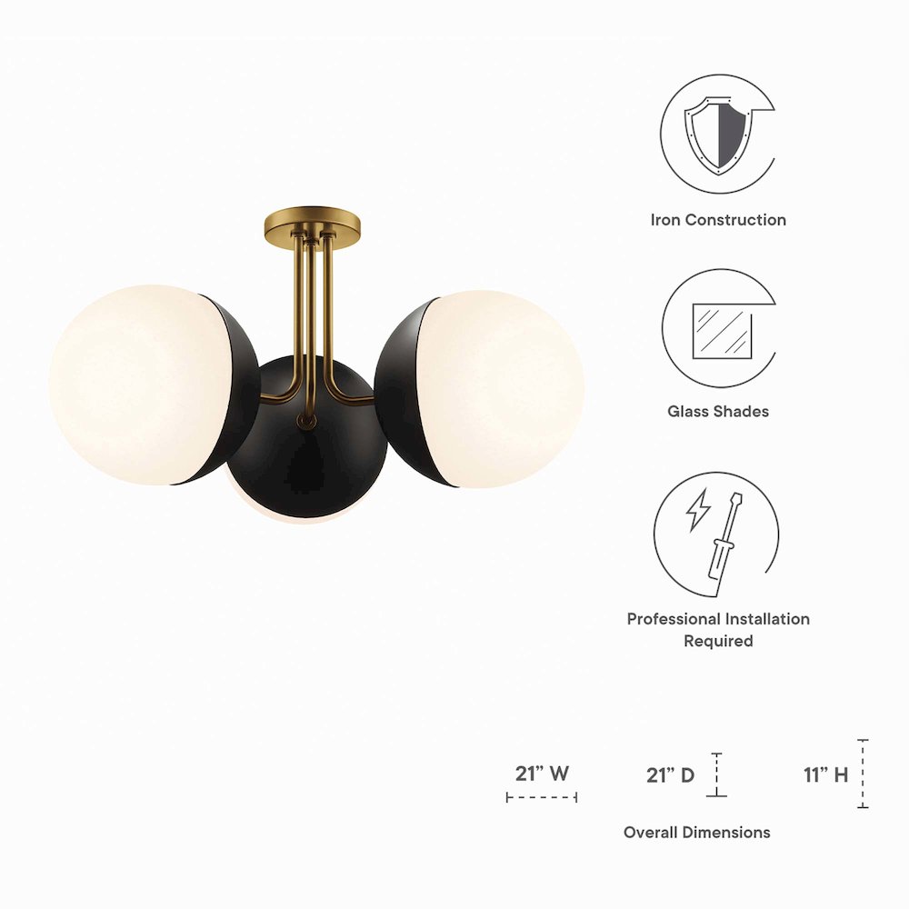 Stellar 3-Light Semi-Flush Ceiling Light. Picture 2