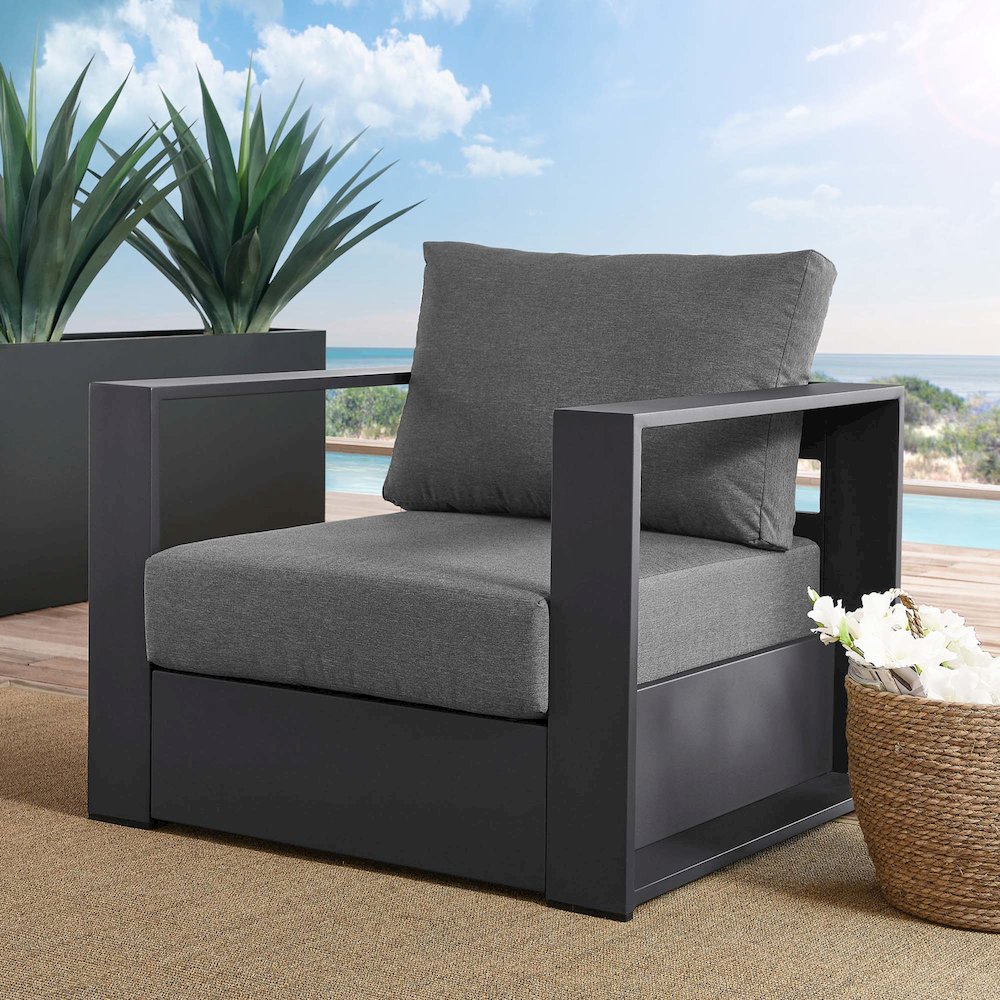 Tahoe Outdoor Patio Powder-Coated Aluminum Armchair. Picture 7