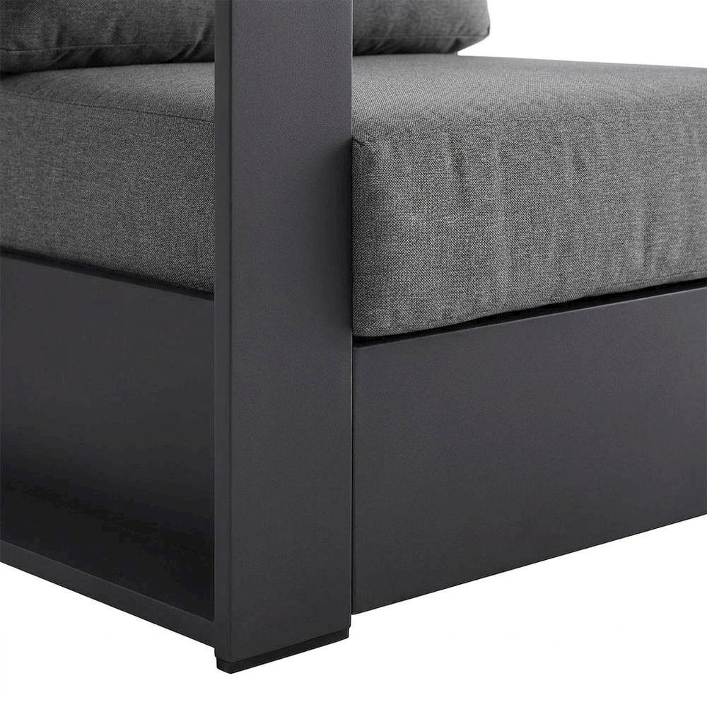 Powder-Coated Aluminum Patio Armchair with Cushions, Gray Charcoal. Picture 7