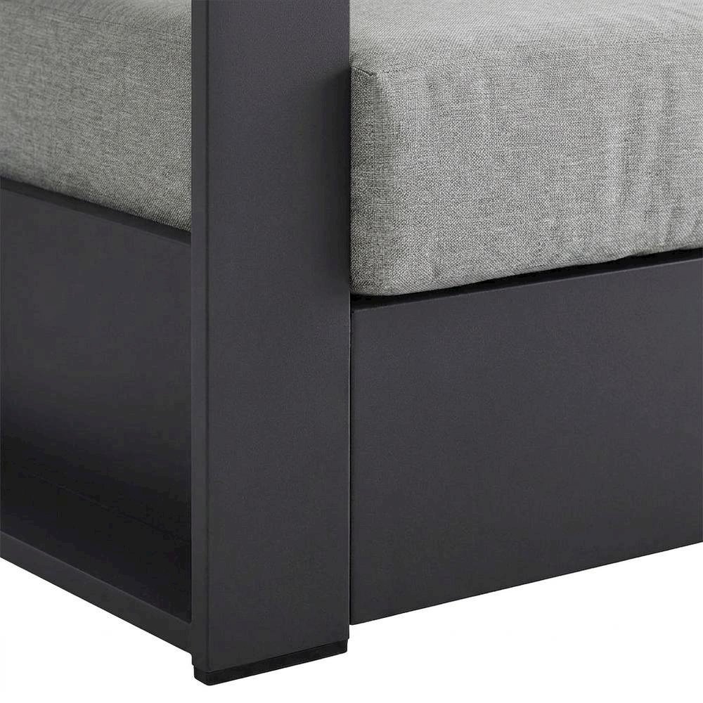 Powder-Coated Aluminum Patio Armchair with Cushions, Gray Gray. Picture 7