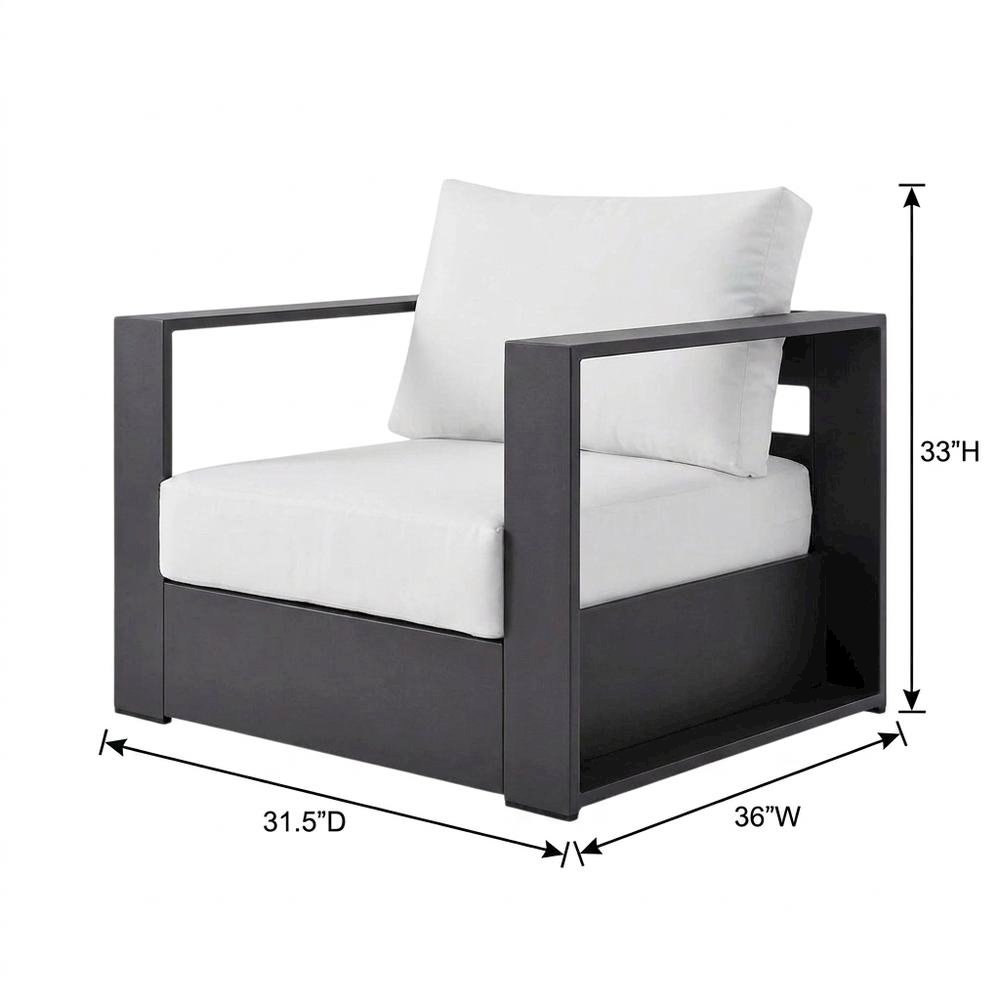 Powder-Coated Aluminum Patio Armchair with Cushions, Gray White. Picture 5