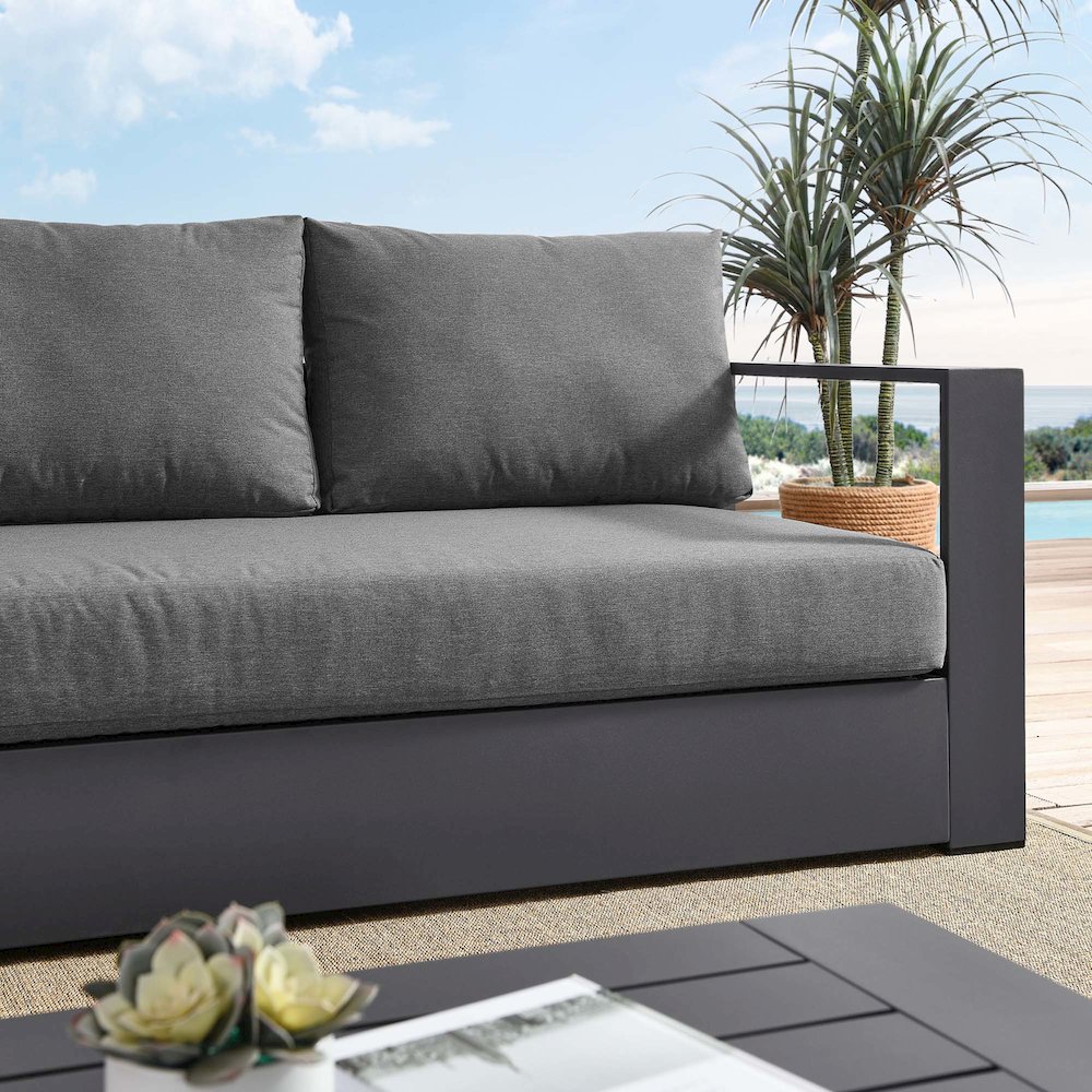 Tahoe Outdoor Patio Powder-Coated Aluminum Sofa. Picture 8