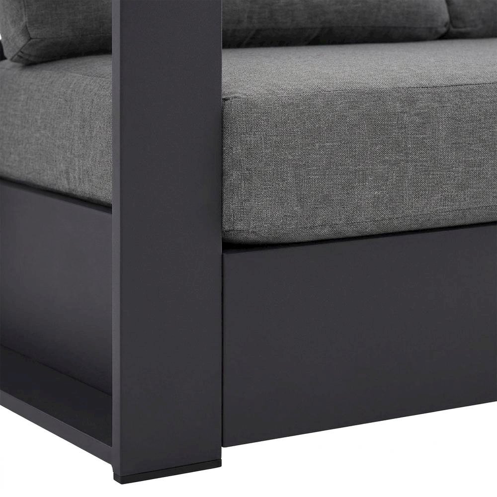 Powder-Coated Aluminum Outdoor Patio Sofa, Gray Charcoal. Picture 7