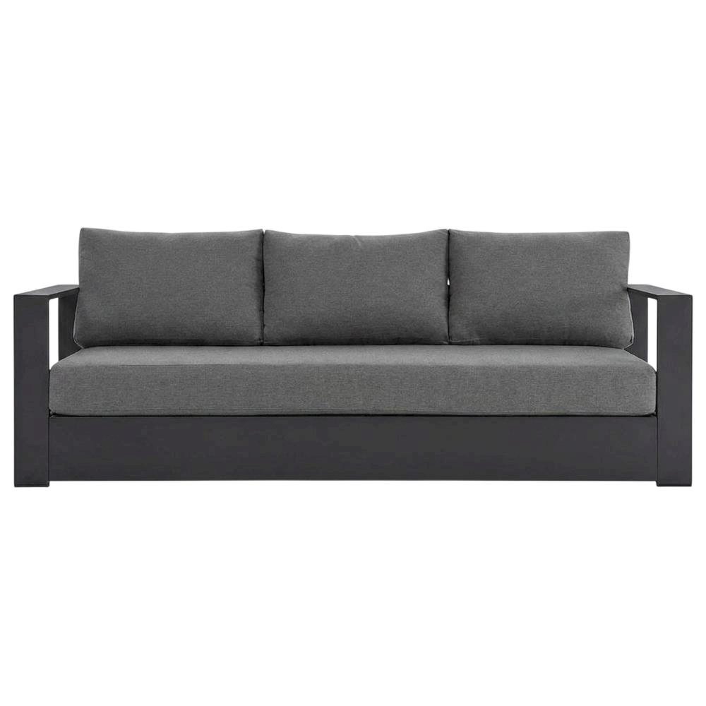 Powder-Coated Aluminum Outdoor Patio Sofa, Gray Charcoal. Picture 1