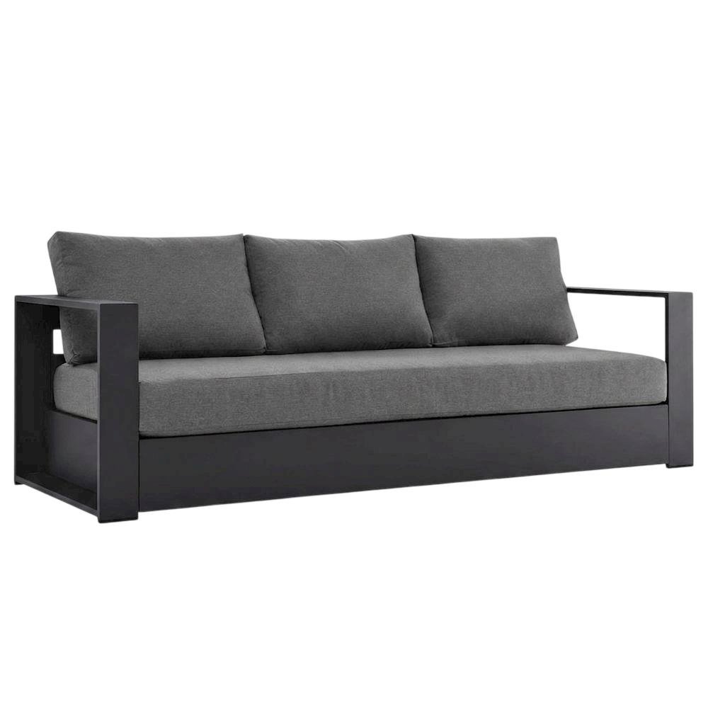 Powder-Coated Aluminum Outdoor Patio Sofa, Gray Charcoal. Picture 4