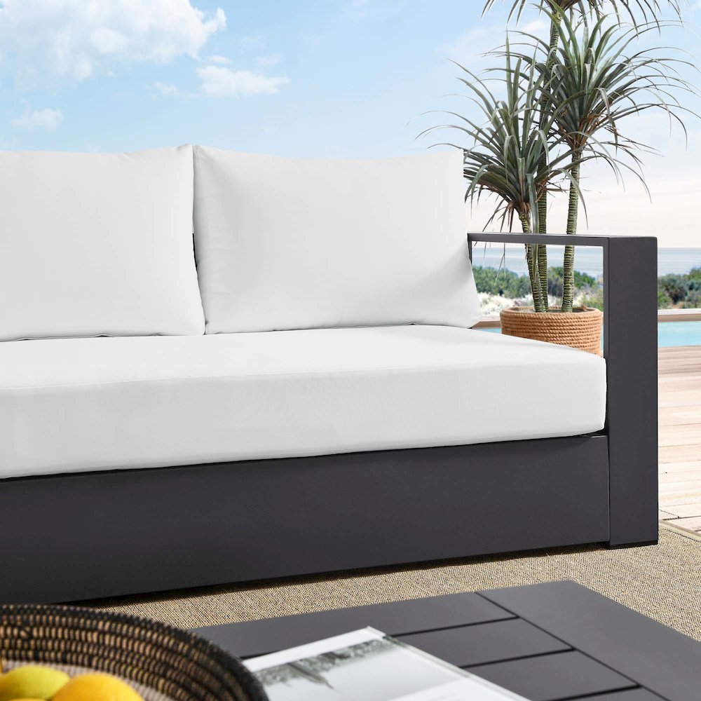 Tahoe Outdoor Patio Powder-Coated Aluminum Sofa. Picture 8