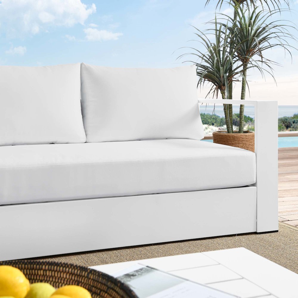 Tahoe Outdoor Patio Powder-Coated Aluminum Sofa. Picture 8