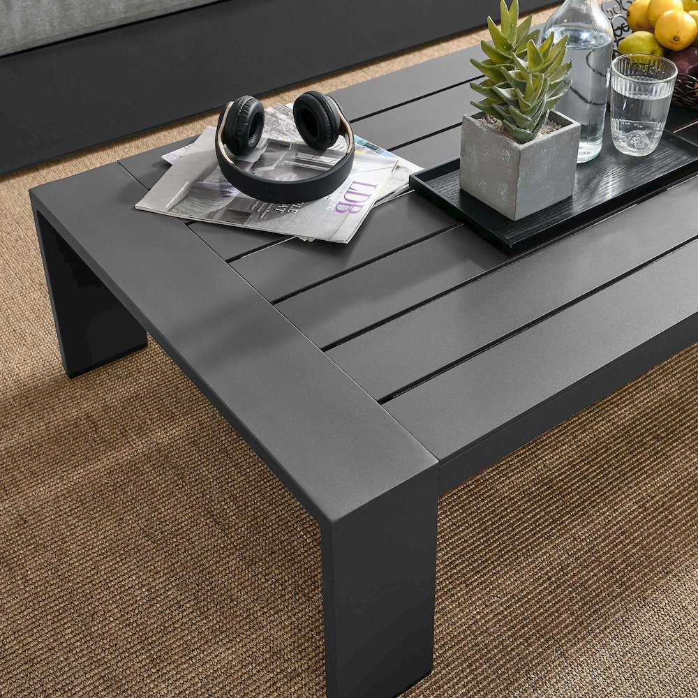 Tahoe Outdoor Patio Powder-Coated Aluminum Coffee Table. Picture 7