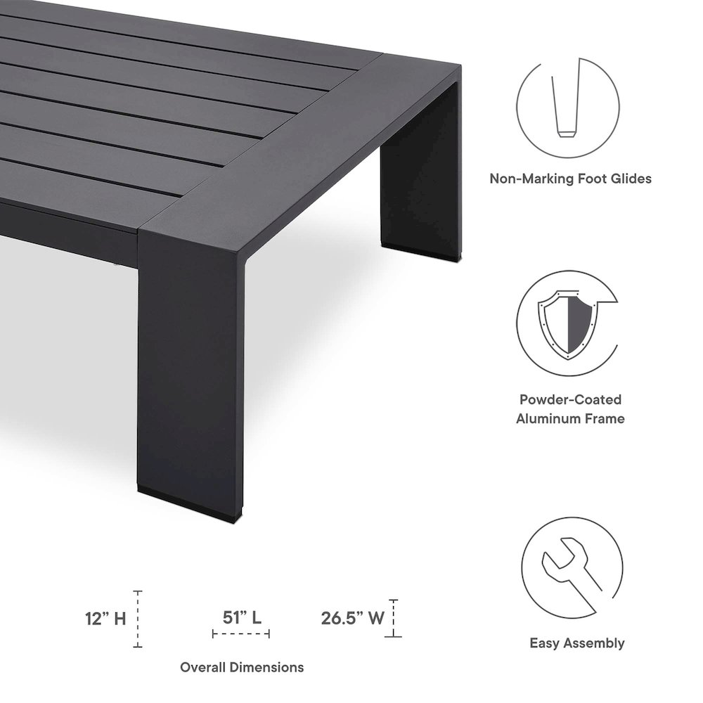 Tahoe Outdoor Patio Powder-Coated Aluminum Coffee Table. Picture 2