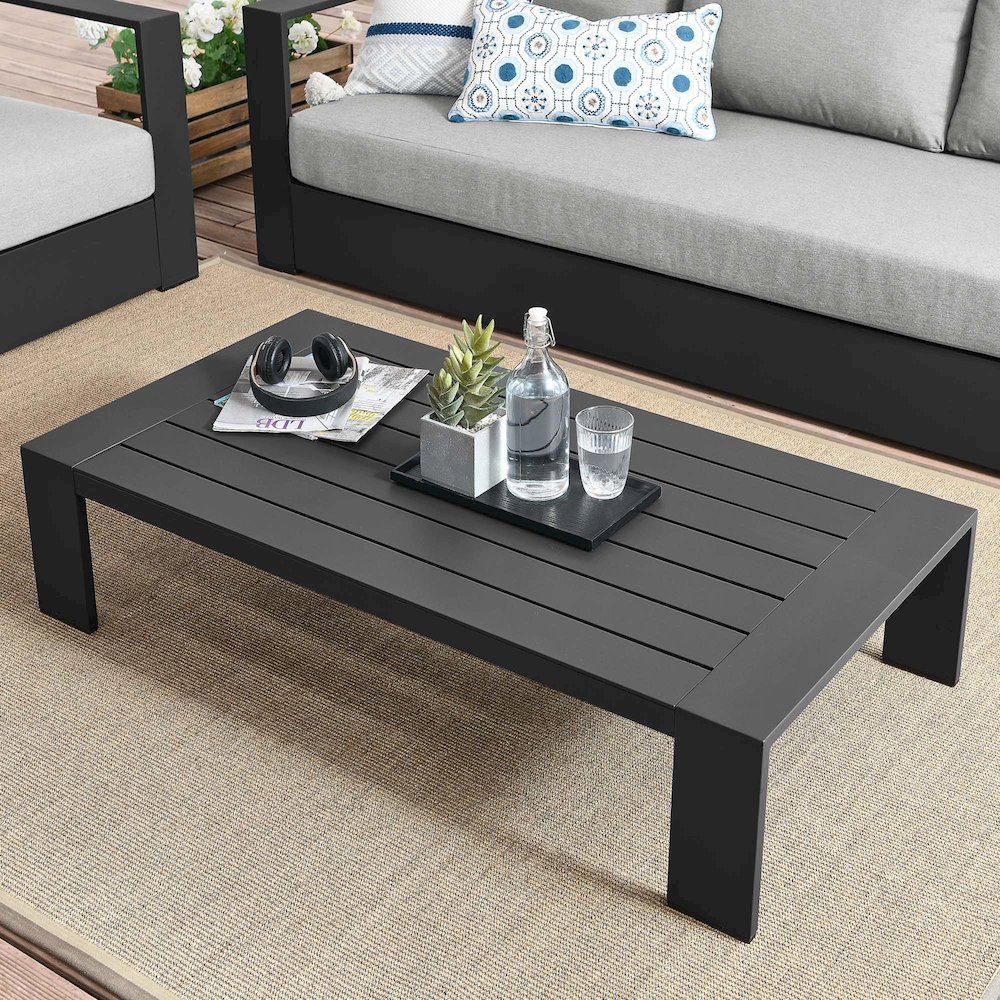 Tahoe Outdoor Patio Powder-Coated Aluminum Coffee Table. Picture 6