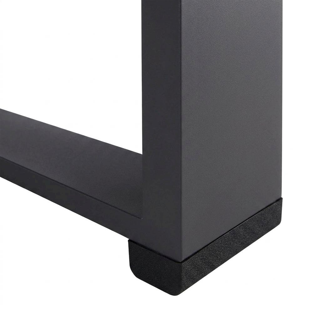 Powder-Coated Aluminum Rectangular Outdoor Patio Coffee Table, Gray. Picture 7