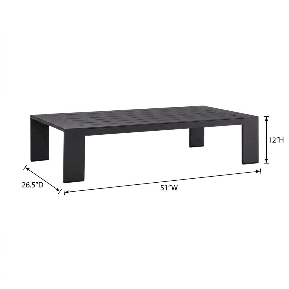 Powder-Coated Aluminum Rectangular Outdoor Patio Coffee Table, Gray. Picture 5