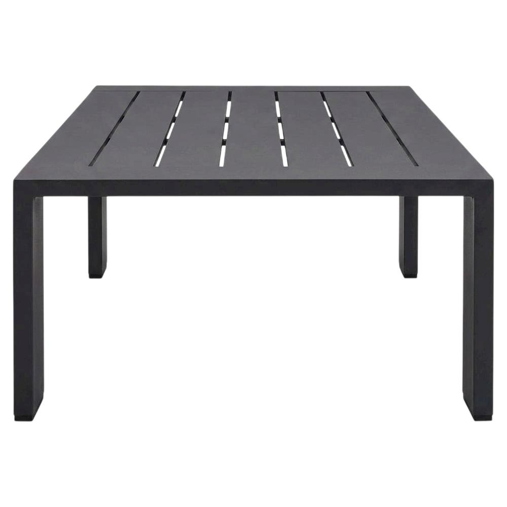 Powder-Coated Aluminum Rectangular Outdoor Patio Coffee Table, Gray. Picture 1