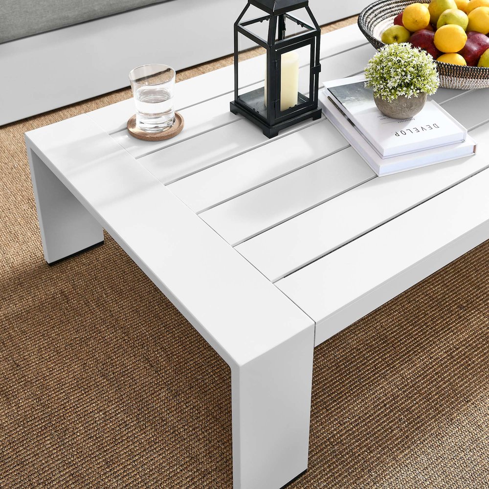 Tahoe Outdoor Patio Powder-Coated Aluminum Coffee Table. Picture 7