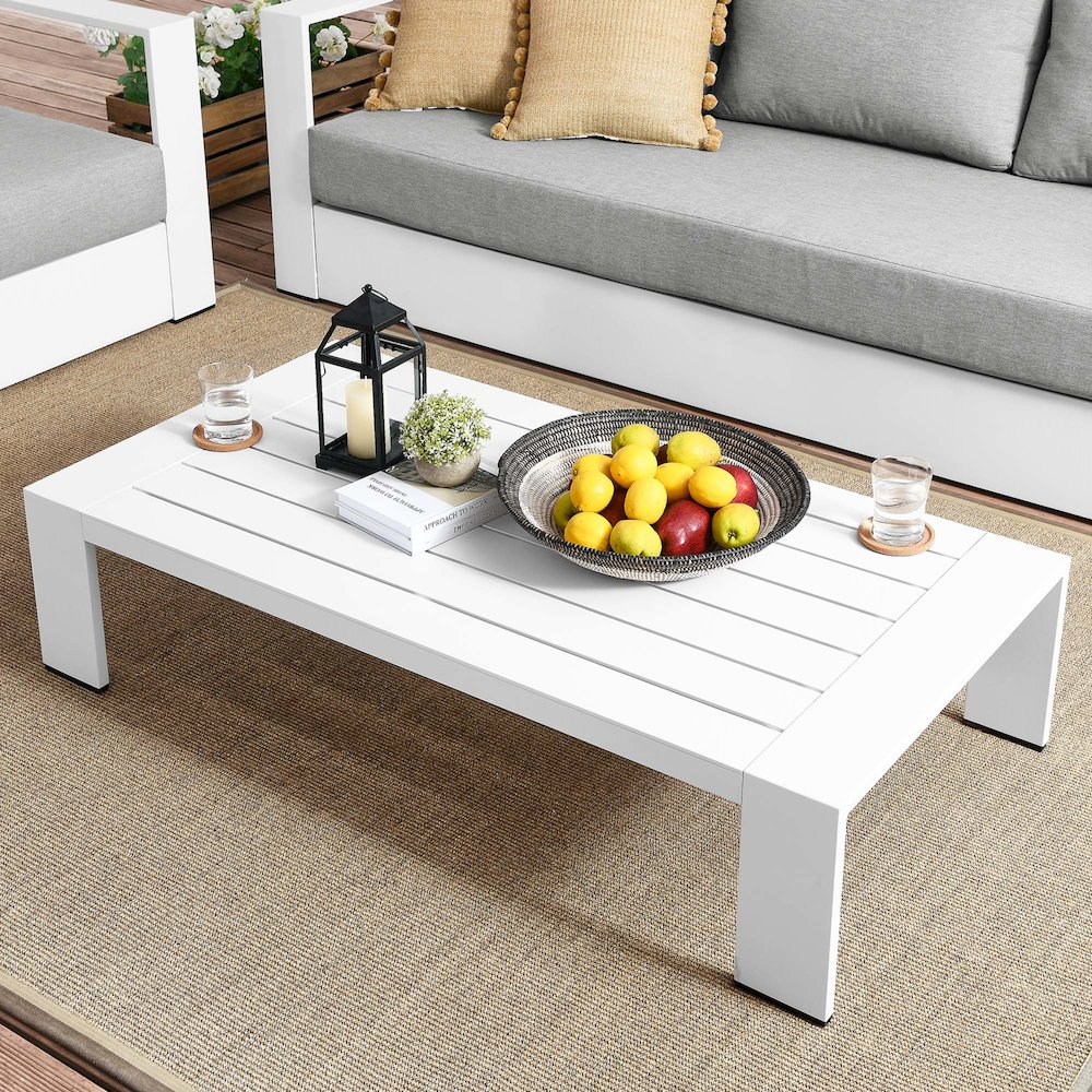 Tahoe Outdoor Patio Powder-Coated Aluminum Coffee Table. Picture 6