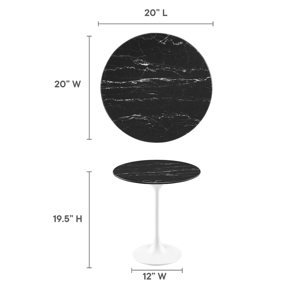 Lippa 20" Round Faux Marble Side Table. Picture 3