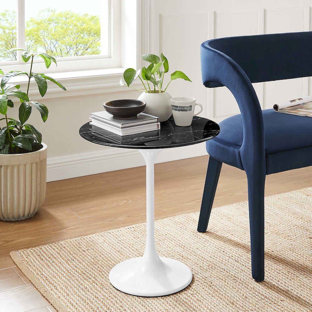 Lippa 20" Round Faux Marble Side Table. Picture 6