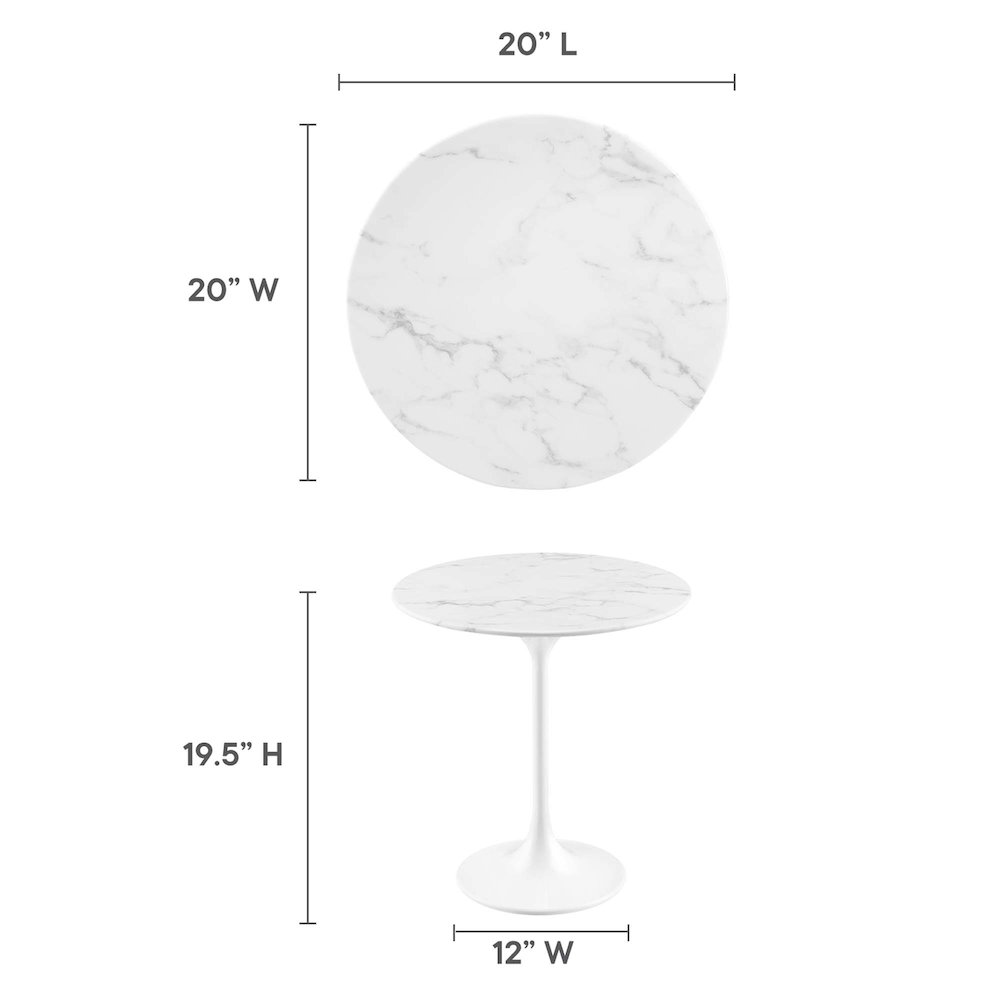 Lippa 20" Round Faux Marble Side Table. Picture 3