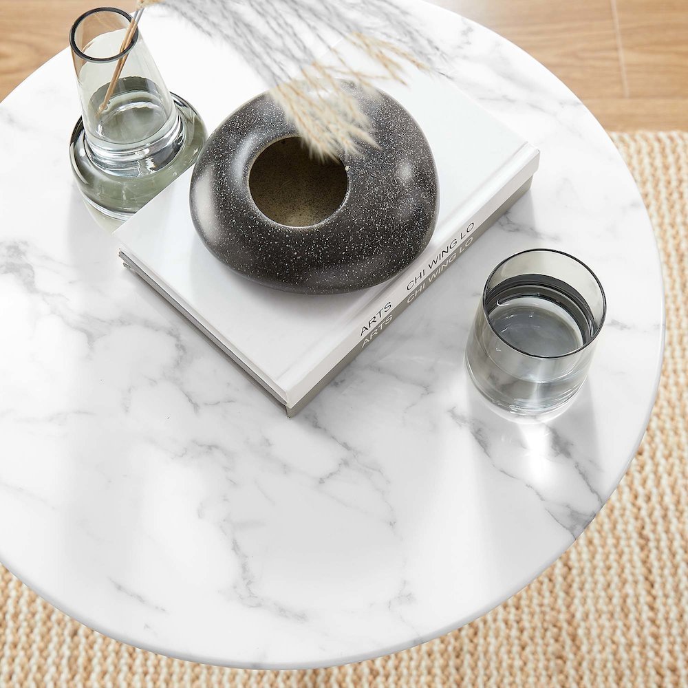 Lippa 20" Round Faux Marble Side Table. Picture 7