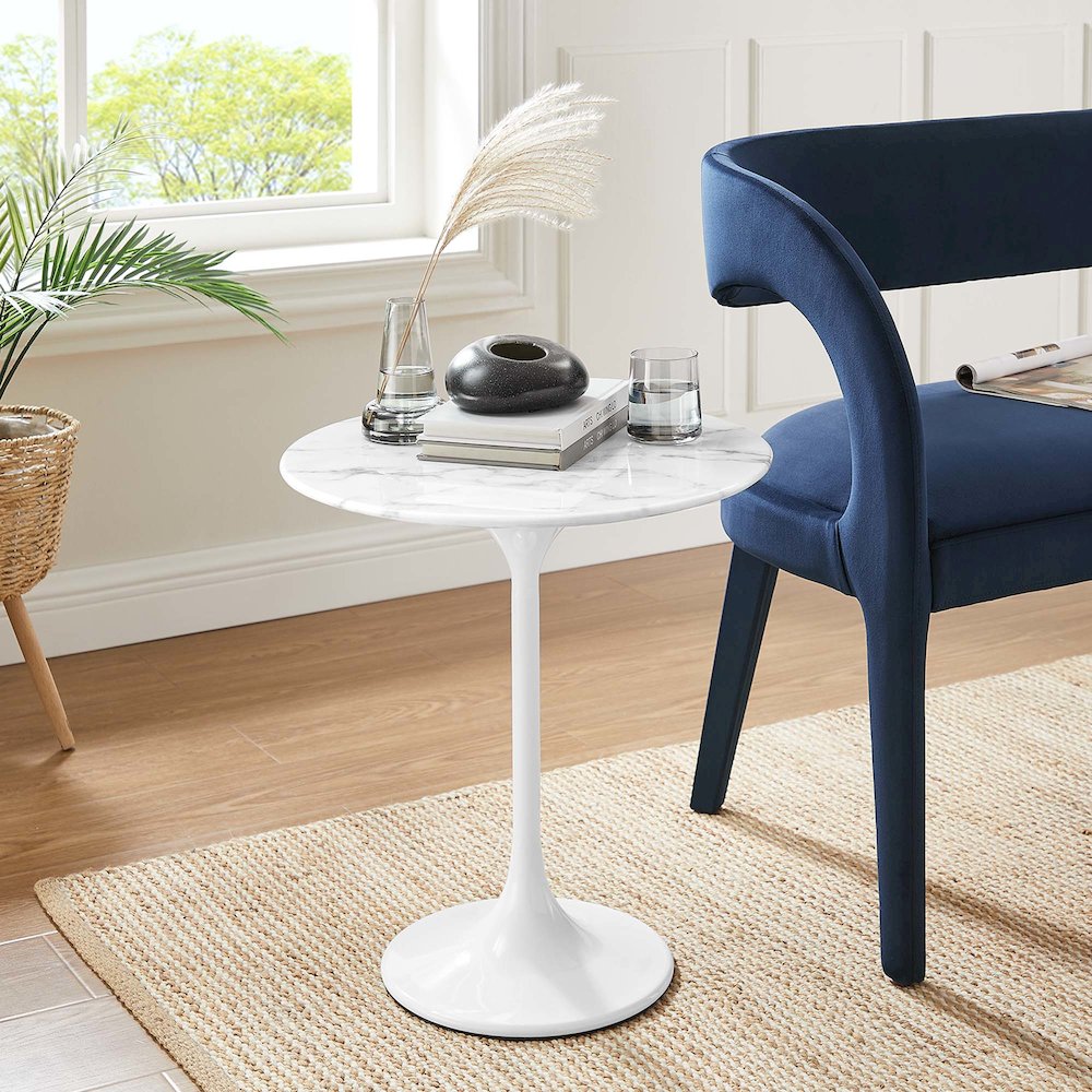 Lippa 20" Round Faux Marble Side Table. Picture 6