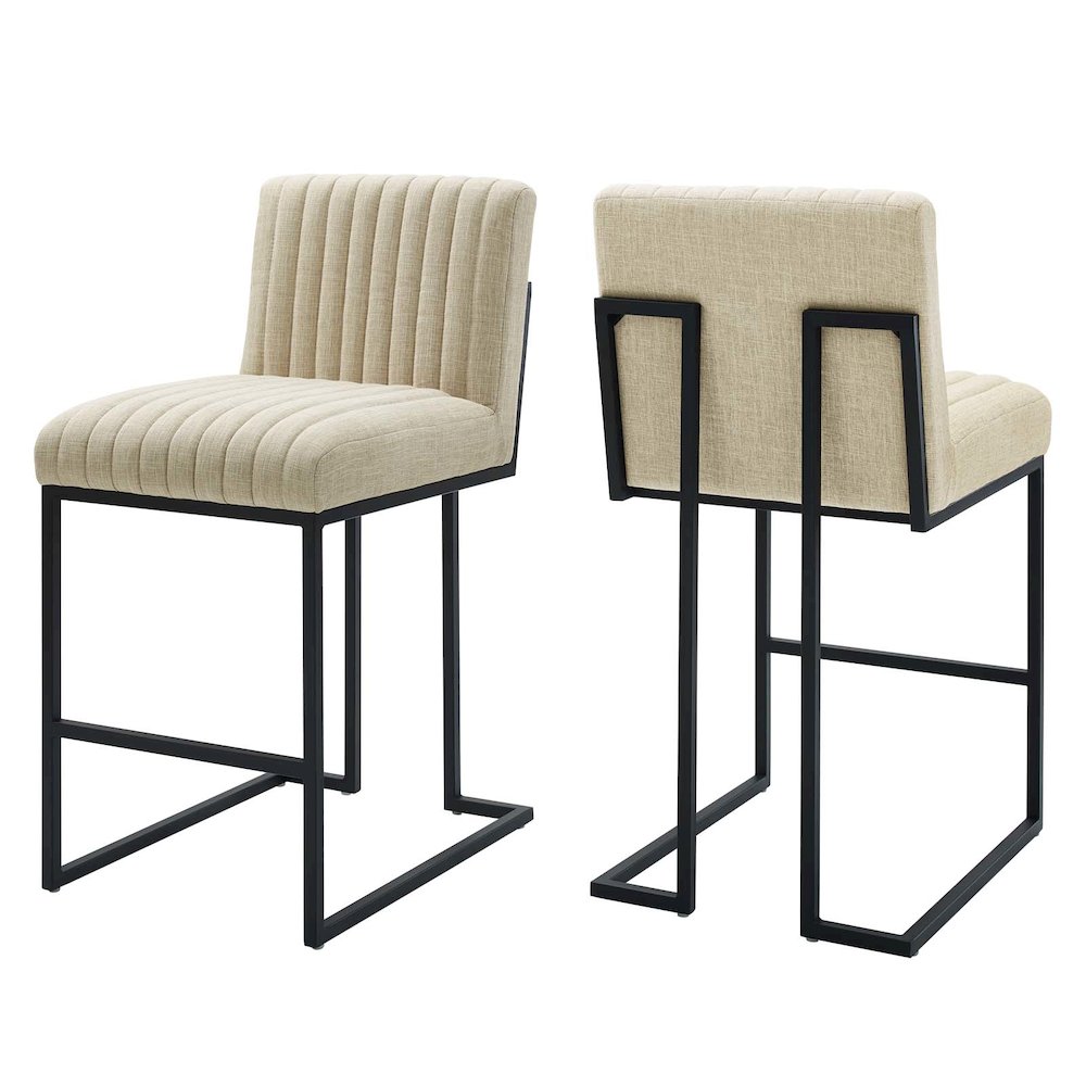 Indulge Channel Tufted Fabric Counter Stools Set of 2. Picture 1