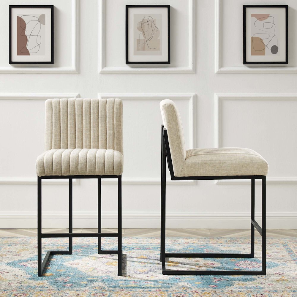 Indulge Channel Tufted Fabric Counter Stools Set of 2. Picture 8