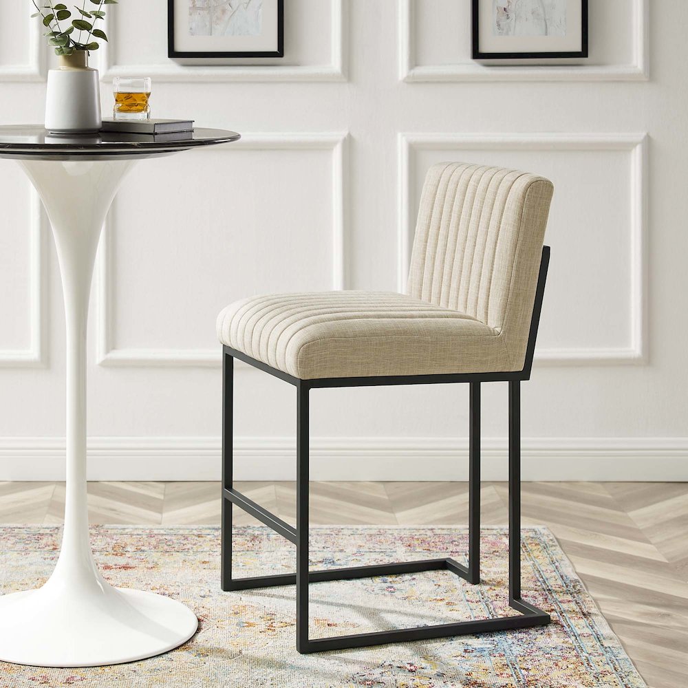 Indulge Channel Tufted Fabric Counter Stools Set of 2. Picture 10