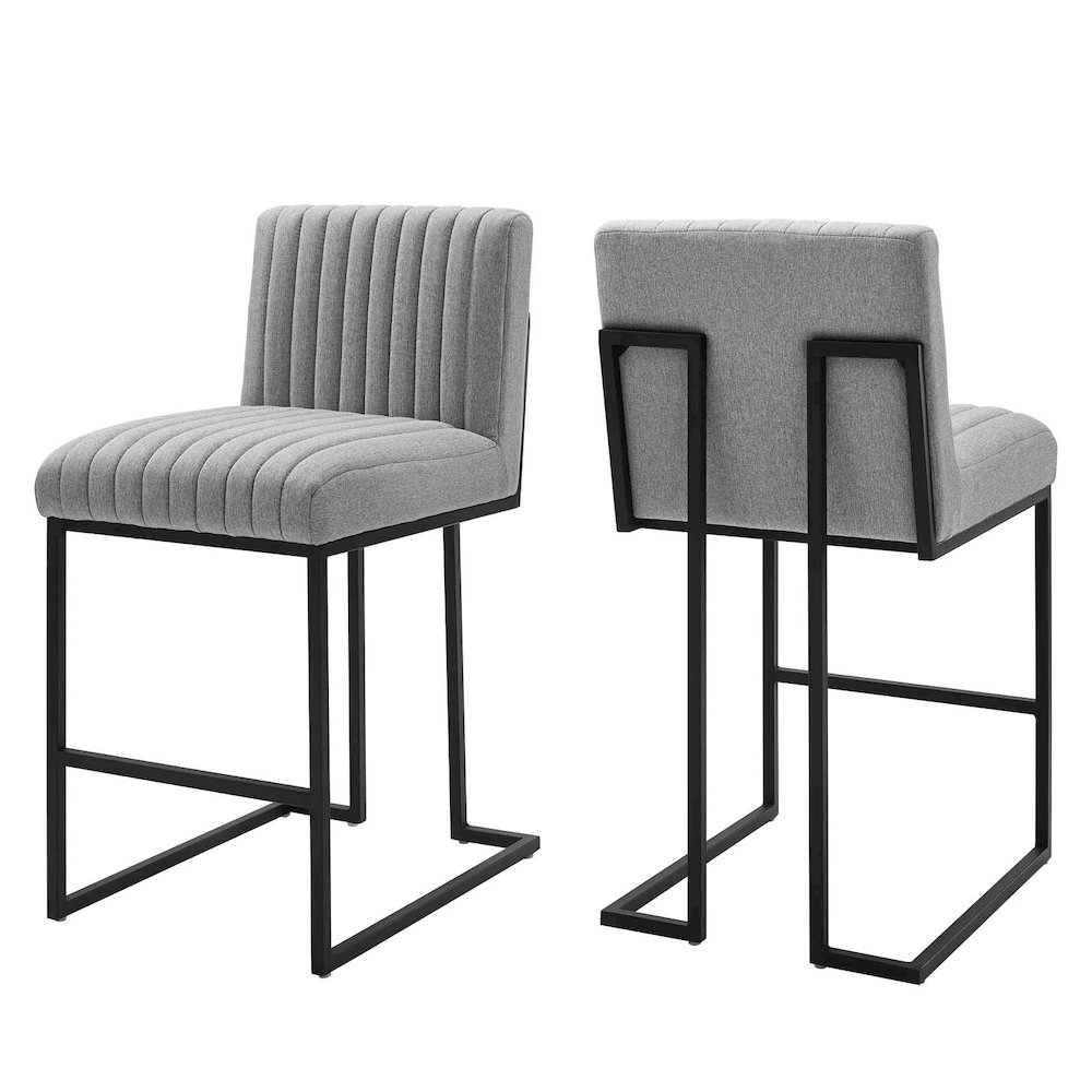Indulge Channel Tufted Fabric Counter Stools Set of 2. Picture 1