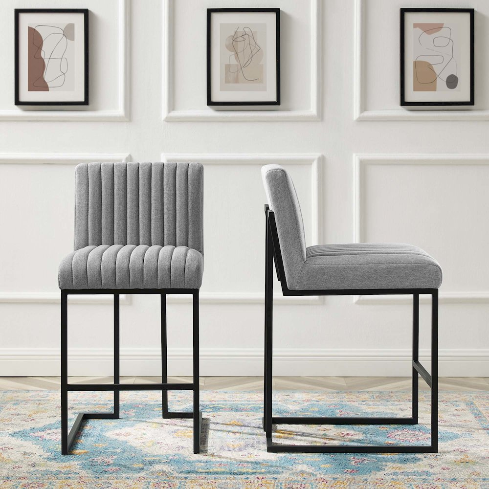 Indulge Channel Tufted Fabric Counter Stools Set of 2. Picture 8