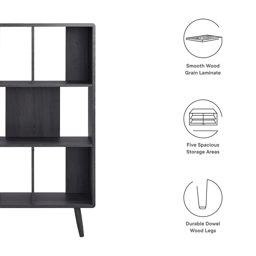 Transmit 5 Shelf Wood Grain Bookcase. Picture 2